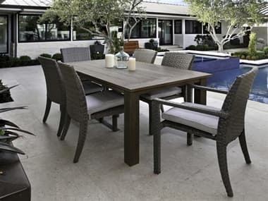 Sunset West Majorca Wicker Brushed Stone Dining Set in Cast Silver SWMJRCAQCKDINSET1