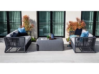 Sunset West Milano Woven Rope Charcoal Lounge Set in Echo Ash SWMLNOQCKLNGSET3