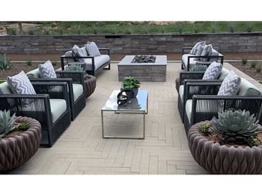 Sunset West Milano Woven Rope Charcoal Lounge Set in Echo Ash SWMLNOQCKLNGSET6