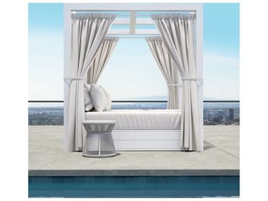 Sunset West Newport Aluminum Frosted White Daybed Lounge Set in Cast Silver SWNWPRTQCKLNGSET3