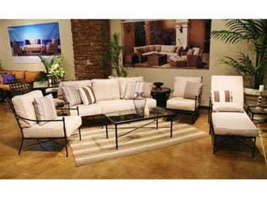 Sunset West Provence Wrought Iron Lounge Set in Canvas Flax with Self Welt SWPROVLNGESET5