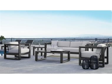 Sunset West Redondo Aluminum Slate Lounge Set in Cast Silver SWRDNDOQCKLNGSET6