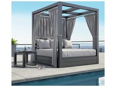 Sunset West Redondo Aluminum Slate Daybed Lounge Set in Cast Silver SWRDNDOQCKLNGSET7