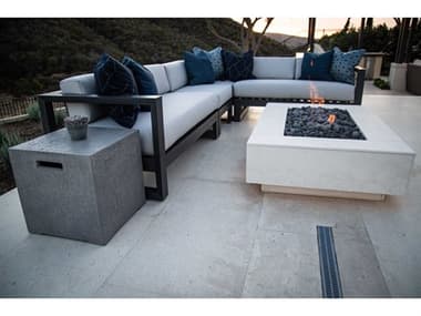 Sunset West Redondo Aluminum Slate Sectional Fire Pit Lounge Set in Cast Silver SWRDNDOQCKSECFRPTLNGSET