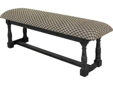 Surya Avalanche 55" Black Light Beige Fabric Upholstered Accent Bench SYAAV001