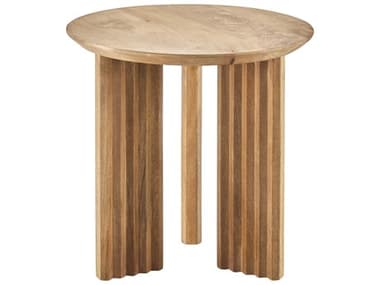 Surya Agnes 18" Round Wood Brown End Table SYAGNE002