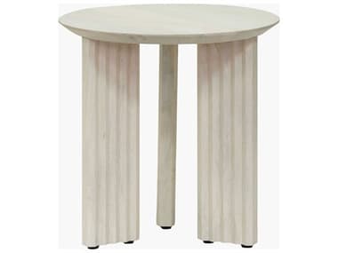 Surya Agnes Round Wood White End Table SYAGNE006181818