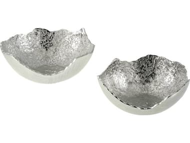 Surya Anhui Metallic Silver Decorative Bowl Set of 2 SYAHU003SET