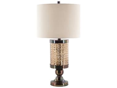 Surya Alsen Antiqued Champagne Beige Linen Bronze Buffet Lamp SYALN001