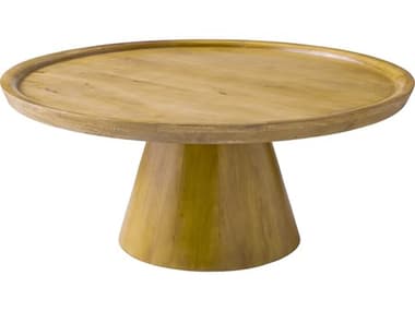 Surya Amira 40" Round Wood Brown Coffee Table SYAMIR001