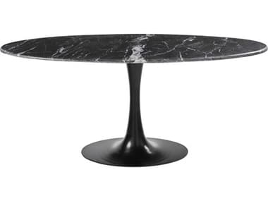 Surya Anatalia 72" Oval Marble Black Dining Table SYANAT004