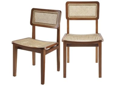 Surya Arxan Teak Wood Brown Side Dining Chair SYARX001SET