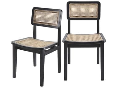 Surya Arxan Teak Wood Black Side Dining Chair SYARX002SET