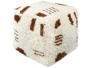 Surya Aksel Ivory Brown Upholstered Pouf SYASPF001181818