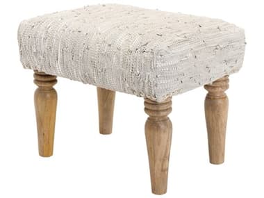 Surya Anthracite 23" White Leather Upholstered Ottoman SYATE003