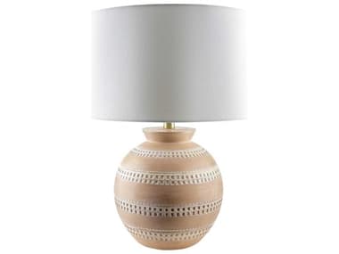 Surya Atollo Brick White Linen Brown Table Lamp SYATL001