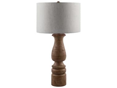 Surya Alvimare Painted Dark Brown Beige Linen Traditional Buffet Lamp SYAVM003