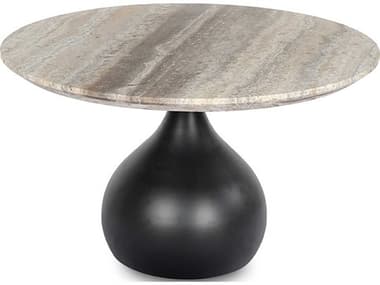 Surya Bolb 31" Round Stone Cream Black Coffee Table SYBLB002183232