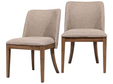 Surya Brooke Beech Wood Brown Upholstered Armless Dining Chair Set of 2 SYBROK001SET