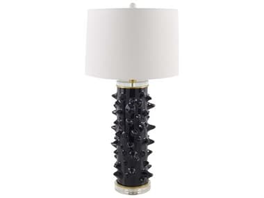 Surya Canary Black White Linen Buffet Lamp SYCNA001