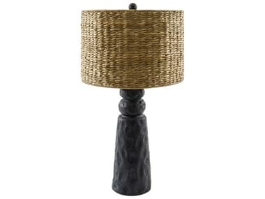 Surya Conway Black Tan Seagrass Buffet Lamp SYCNW001