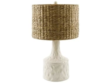 Surya Conway White Tan Seagrass Buffet Lamp SYCNW004