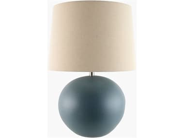 Surya Chronos Glazed Green White Cream Linen Table Lamp SYCRS002