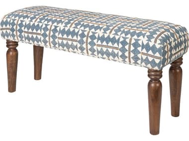 Surya Dakar 45" Brown Blue Fabric Upholstered Accent Bench SYDKR001