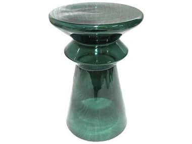 Surya Donora 13" Round Glass Green End Table SYDNR002181313