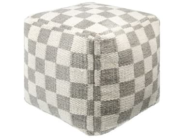 Surya Preethi Ivory Gray Upholstered Pouf SYEEPF001181818