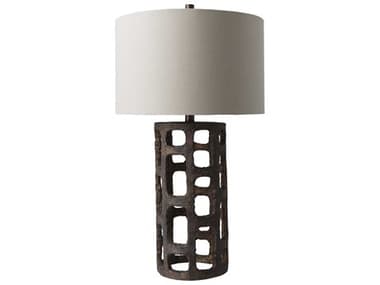 Surya Egerton Metallic Bronze Ivory Linen Buffet Lamp SYEGE100