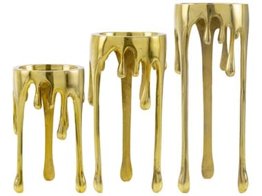 Surya Castellana Metallic Brass Candle Holder Set of 3 SYELC002SET