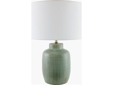 Surya Brie Glazed Green White Linen Buffet Lamp SYERB004