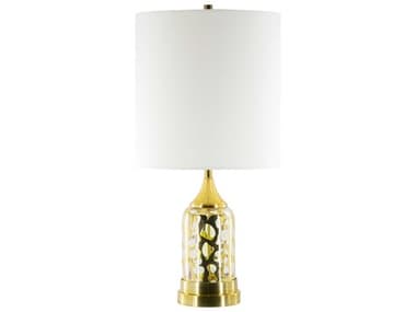 Surya Ellerman Gold White Linen Buffet Lamp SYERM001