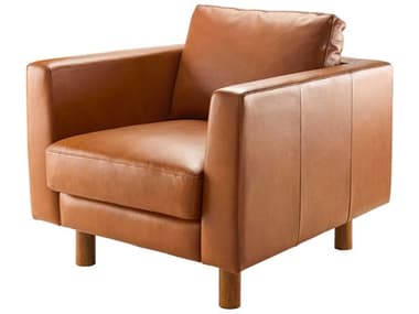 Surya Fitz 33" Brown Leather Accent Chair SYFTZ002