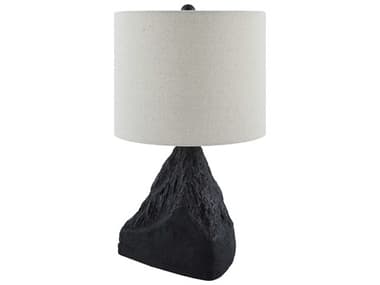 Surya Fuego Black White Linen Table Lamp SYFUE001