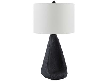 Surya Fuego Black White Linen Buffet Lamp SYFUE002