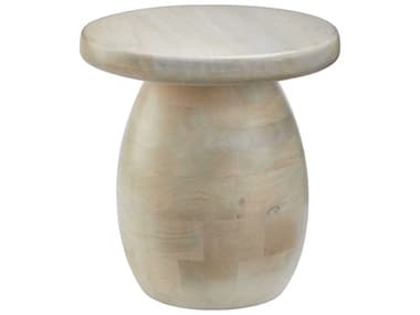 Surya Gant 20" Round Wood White End Table SYGANT001