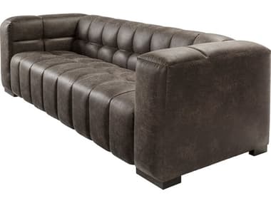 Surya Grenoble Charcoal Black Leather Sofa SYGRB004