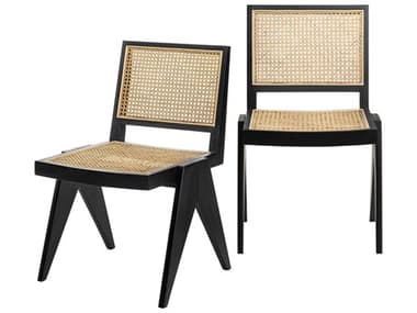 Surya Hague Mahogany Wood Black Side Dining Chair SYHAG005SET