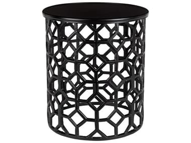 Surya Hale Round Metal Black End Table SYHALE108