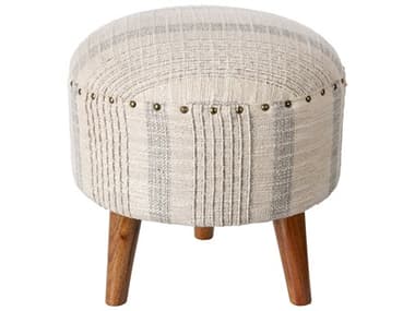 Surya Haarlem 16" Brown Cream Fabric Upholstered Accent Stool SYHRM006