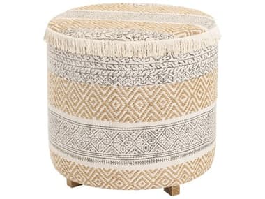 Surya Isaiah Cream Brown Tan Ottoman SYIIH002