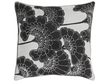 Surya Japanese Floral Black Pillow SYJA002