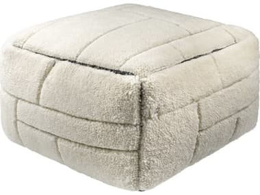 Surya Jakob Ivory Beige Upholstered Pouf SYJOPF001142424