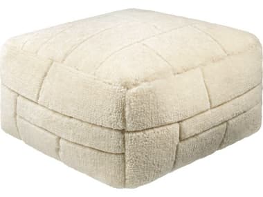 Surya Jakob Ivory Beige Upholstered Pouf SYJOPF002142424