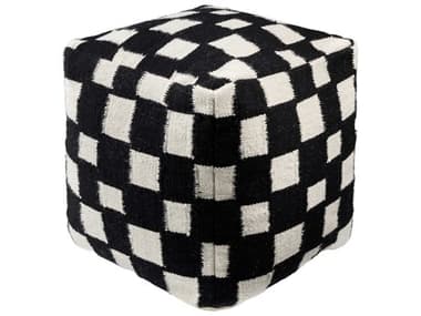 Surya Jacinta Onyx Black Upholstered Pouf SYJTPF003181818