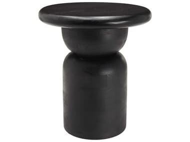 Surya Koben Round Wood Black End Table SYKOBN001222020