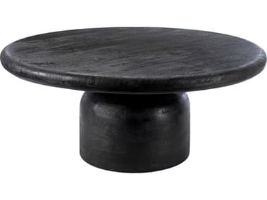 Surya Koben 36" Round Wood Black Coffee Table SYKOBN003163636
