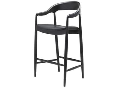 Surya Kisco Black Faux Leather Ash Wood Bar Stool SYKSK003432419